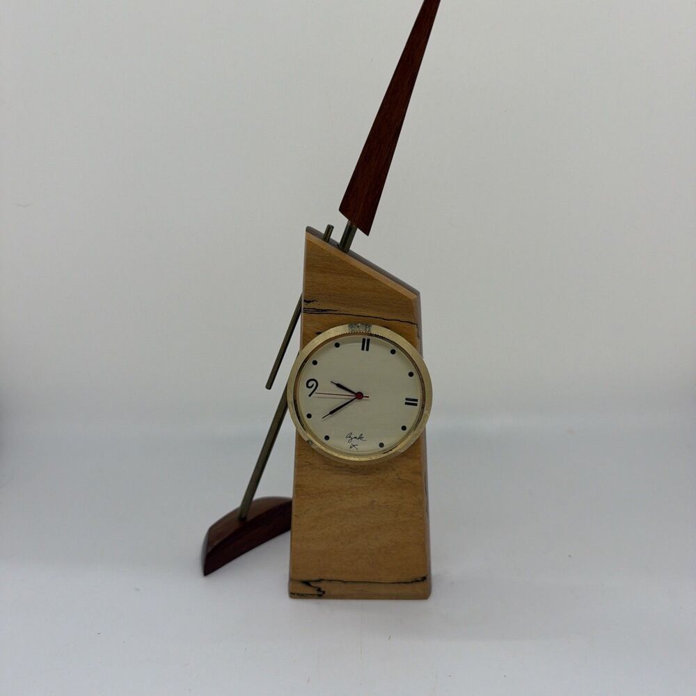MCM Rosewood Art Deco Peter Czuk Vintage Desk Clock - Signed By Artist